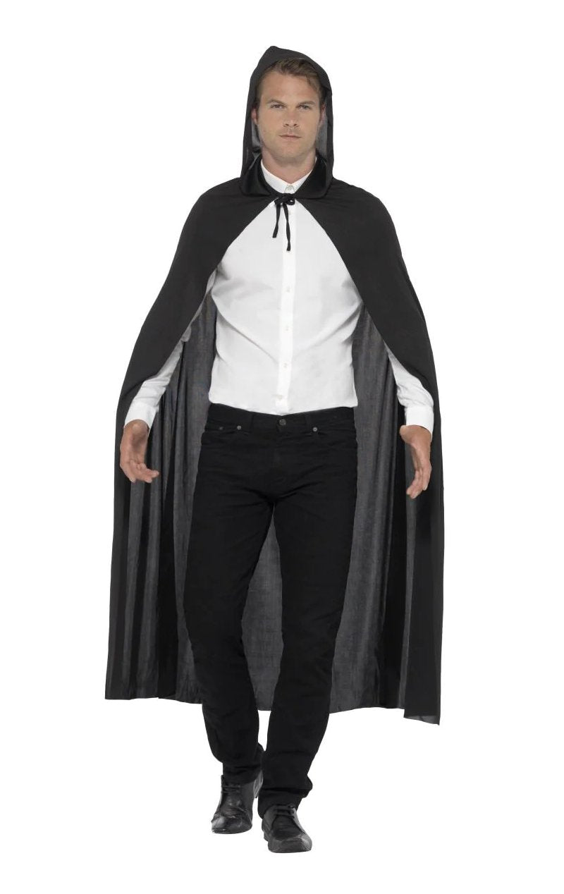 Adult Black Hooded Cape - Simply Fancy Dress