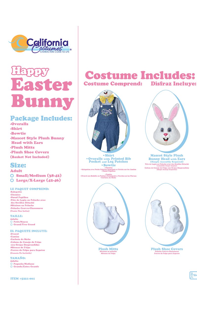 Adult Happy Easter Bunny Costume - Simply Fancy Dress