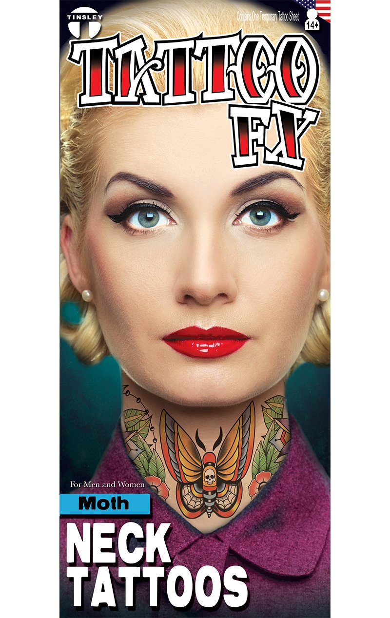 Moth Neck Tattoo FX - Simply Fancy Dress