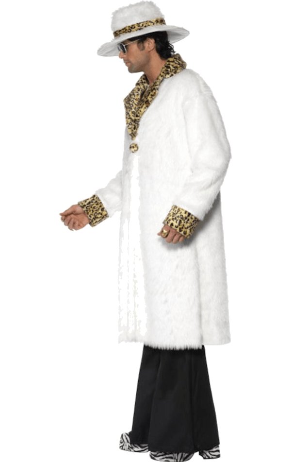 Adult Faux Fur Pimp Costume WHITE - Simply Fancy Dress