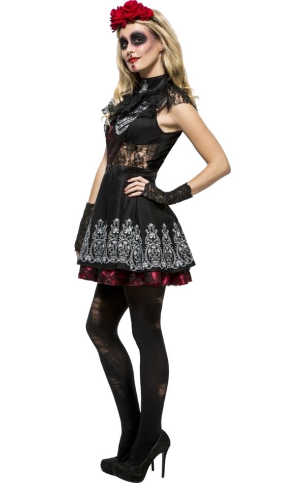 Adult Fever Day Of The Dead Costume - Simply Fancy Dress