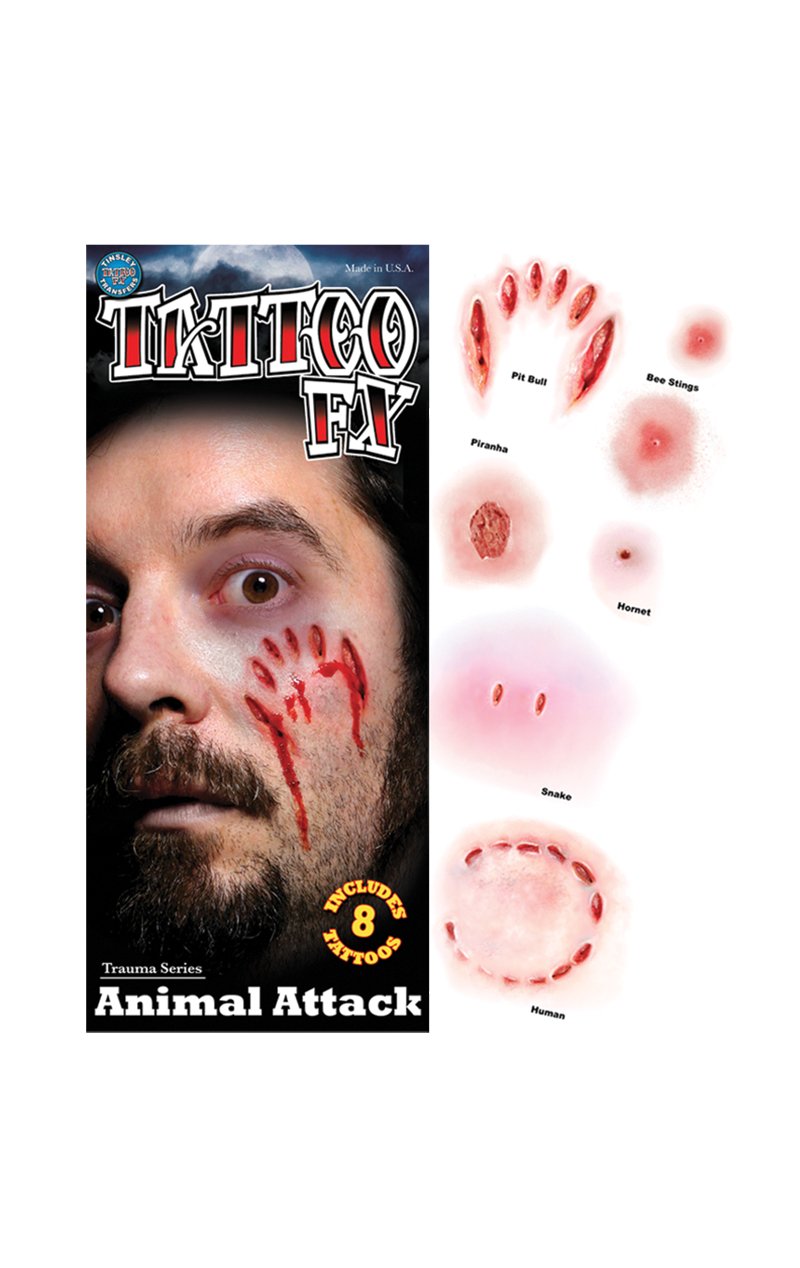 Animal Attack Gorywood Temporary Tattoos - Simply Fancy Dress