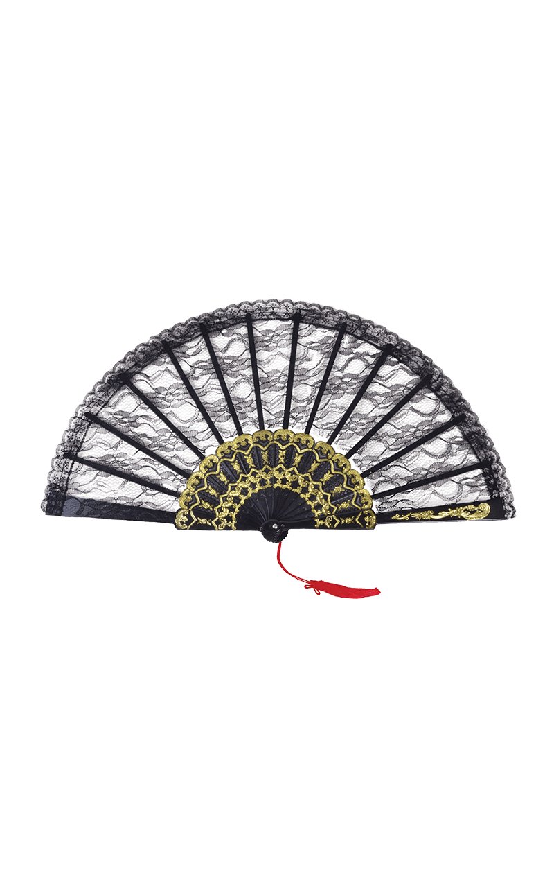 Black Lace Fan Accessory - Simply Fancy Dress