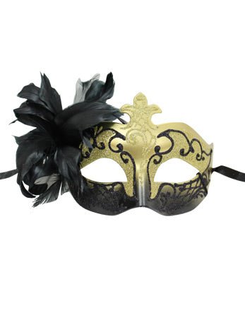 Black/Gold Masquerade Mask - Simply Fancy Dress