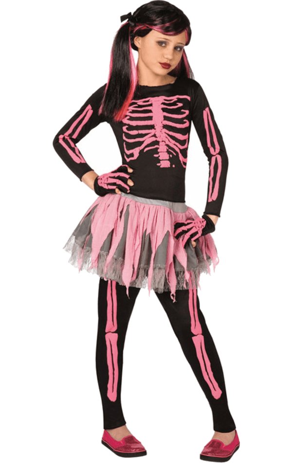 Childrens Pink Skeleton Costume - Simply Fancy Dress