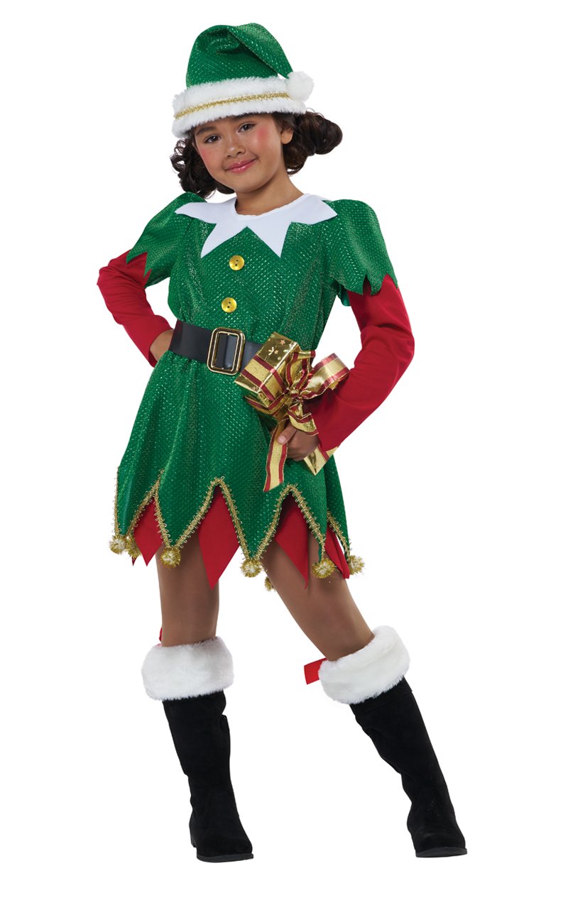 Girls Cute Christmas Elf Costume - Simply Fancy Dress