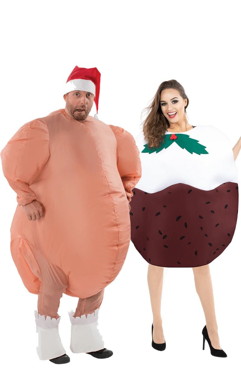 Inflatable Turkey & Christmas Pudding Couples Costume - Simply Fancy Dress