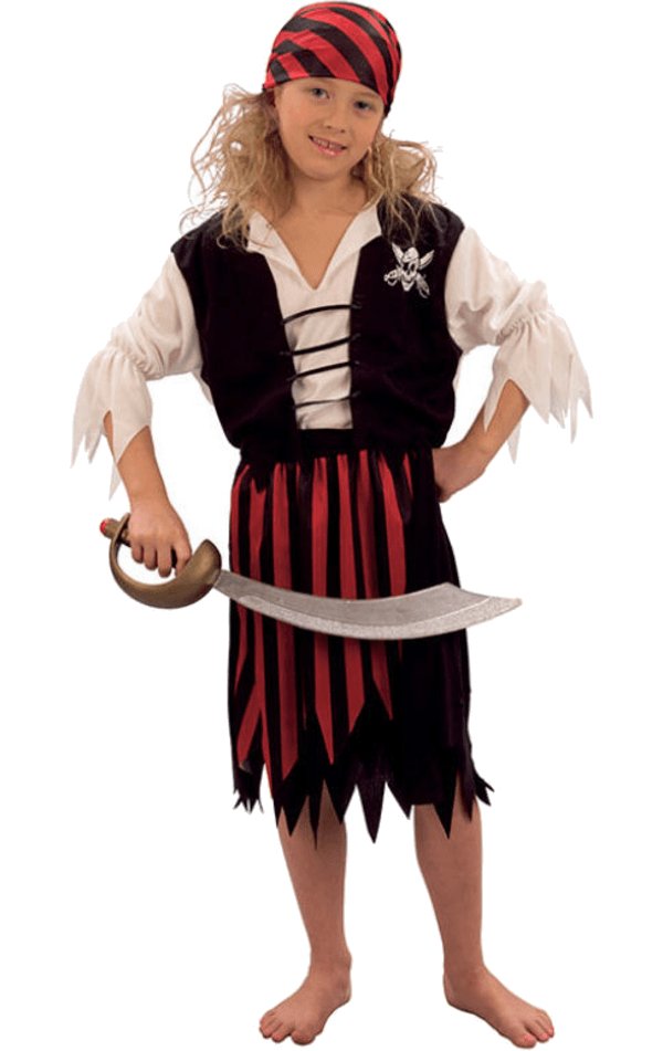 Kids Striped Pirate Girl Costume - Simply Fancy Dress