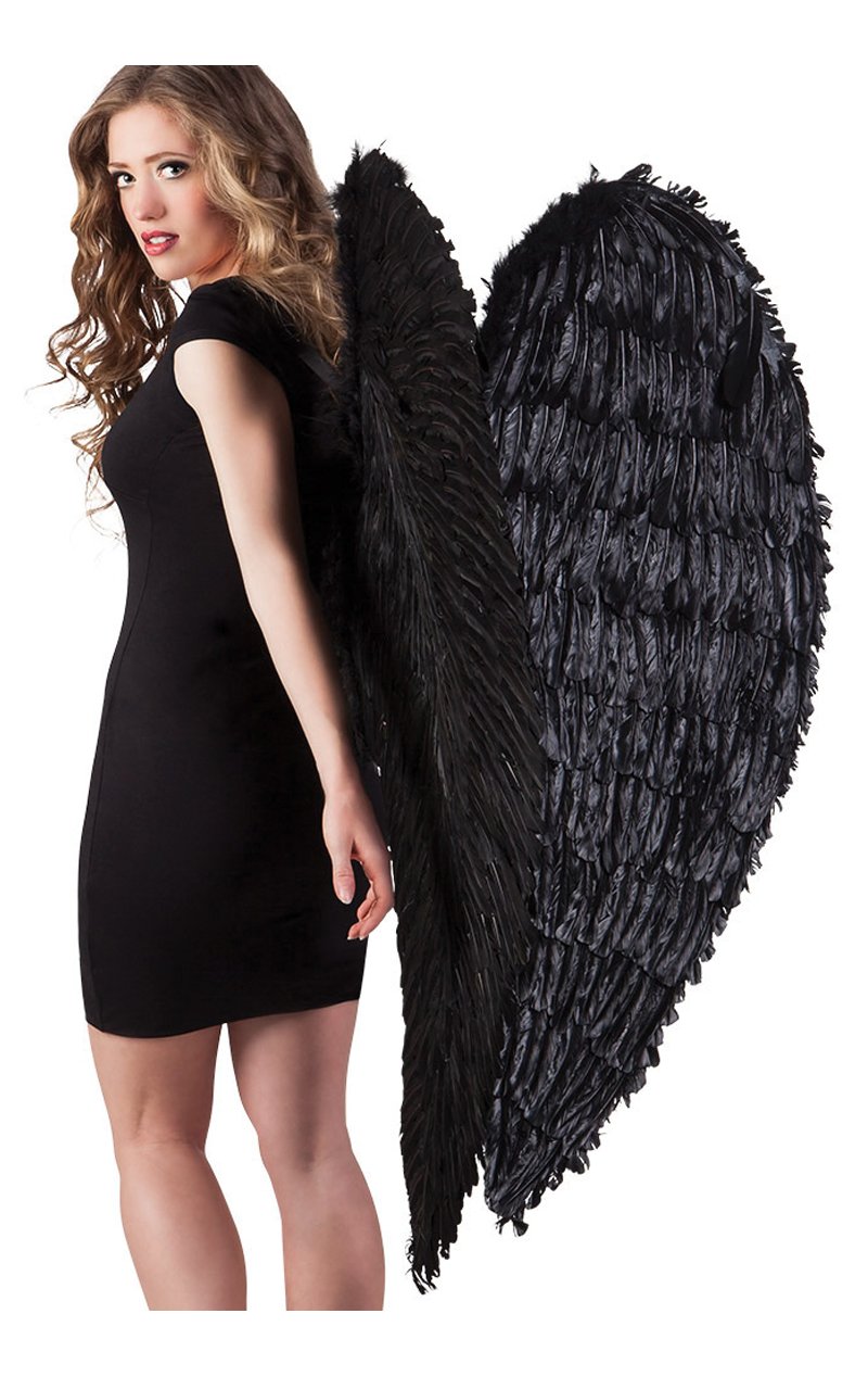 Large Black Feather Angel Wings Accessory - Simply Fancy Dress