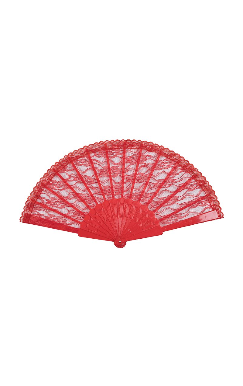 Red Lace Fan Accessory - Simply Fancy Dress