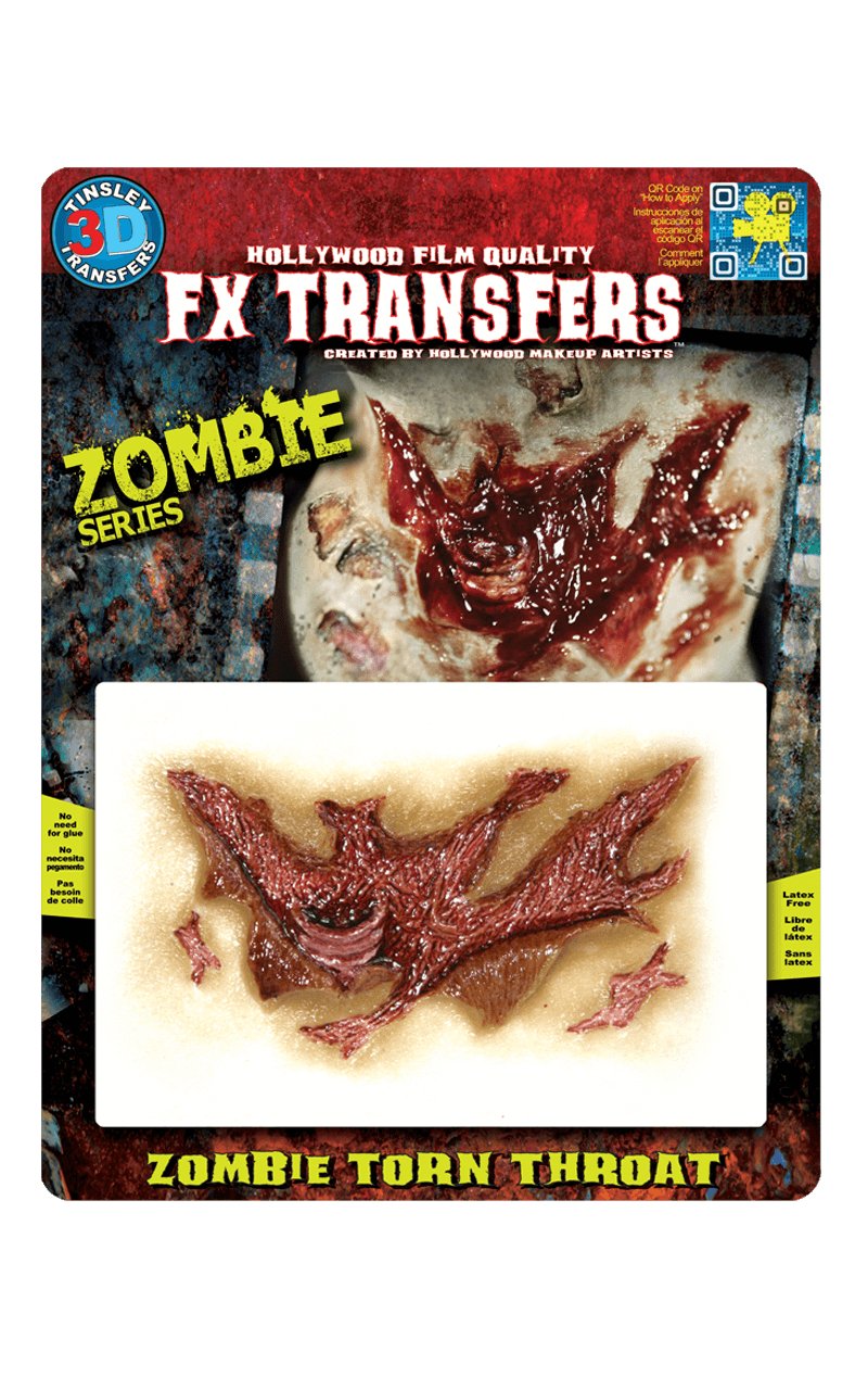 Zombie Torn Throat FX Transfer - Simply Fancy Dress